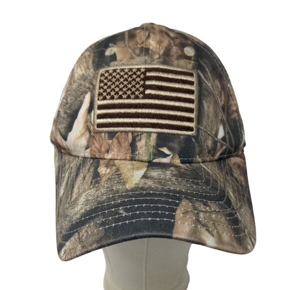 Rapdom Tactical Men's Strapback Hat Brown Camo Size OSFM Embroidered Flag Logo - Picture 1 of 7